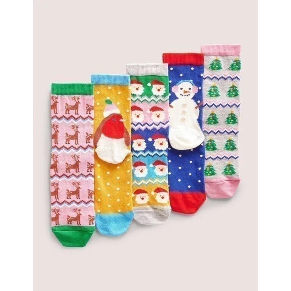 NIB❤️Mini Boden Christmas Socks 5 Pack 7/11Y